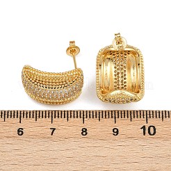 Латунные серьги-гвоздики с микропаве из кубических цирконий овальной формы&nbsp;EJEW-L275-09G