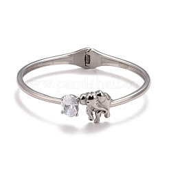 Bracciale rigido con polsino a forma di elefante in zirconi chiari&nbsp;STAS-D165-03P