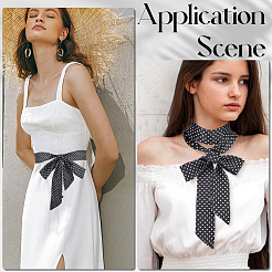 Длинный шелковый шарф из полиэстера с узором в горошек для женщин и девочек AJEW-WH20042-79D