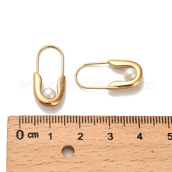 Овальные пластиковые серьги-кольца с имитацией жемчуга EJEW-P316-16G