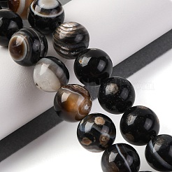 Нити бусин из натурального тибетского агата (окрашенного и нагретого) с одним глазком&nbsp;G-G163-A02-04