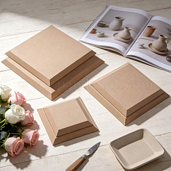 MDF陶器粘土ベースプレート6枚  猫の陶芸道具  正方形  淡い茶色  125~275x125~275x15mm&nbsp;DIY-WH0061-060