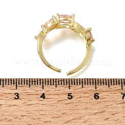 Anillos abiertos de latón con micro pavé de circonita cúbica&nbsp;CU-CBA108A-13G-06