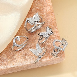 Комплекты колец-манжет/палец из нержавеющей стали и полимерной глины со стразами FS-WG0D843-02