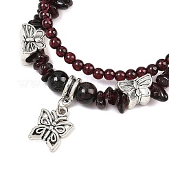 Mehrsträngiges Armband aus natürlichen Granatsplitterperlen&nbsp;BJEW-JB07052-03