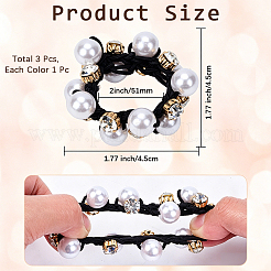 3 Stück 3 Farben Kunststoff-Imitationsperle mit elastischen Haargummis aus Strass&nbsp;OHAR-DJ0001-12