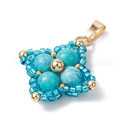 Плетеные подвески из синтетической бирюзы и стеклянных бусин&nbsp;PALLOY-MZ00365-04