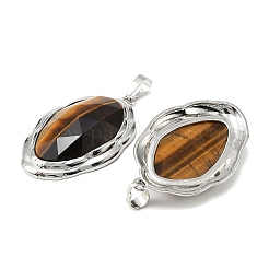 Pendentifs à facettes en oeil de tigre naturel&nbsp;G-D102-02P-02