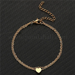 Летний пляж 201 нержавеющая сталь трос цепь сердце звено двухслойные браслеты для женщин FS-WG8E132-06