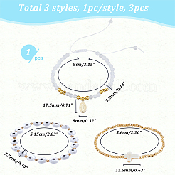 3шт. 3 стильных браслета-четки с подвеской Девы Марии BJEW-AR0001-04