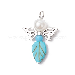 Бусины из сплава в тибетском стиле с круглыми бусинами из АБС-пластика с имитацией жемчуга&nbsp;PALLOY-JF03739-01