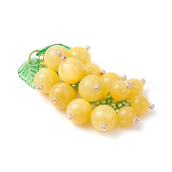 Подвески из натурального окрашенного желтого нефрита и стеклянных бусин в виде винограда&nbsp;PALLOY-MZ00872-03