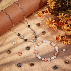 24 шт. 6-х цветные бусины из сплава в тибетском стиле в виде головы льва&nbsp;TIBEB-OC0001-01