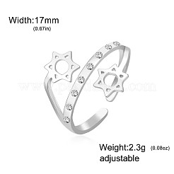 Offene Manschettenringe aus Edelstahl 304 und Kristallstrass.&nbsp;WGEE38E-01