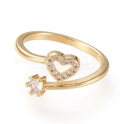 Регулируемые латунные кольца микро манжеты из прозрачного циркония RJEW-K233-02G