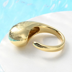 Латунная каплевидная открытая манжета с покрытием для стойки для женщин RJEW-A016-03G