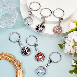 6 шт. 3 стиля натуральный аметист и синтетический синтетический и арбузный камень стеклянный брелок&nbsp;KEYC-FH00070