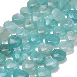 天然石アマゾナイトビーズ連売り  ハート  11~12x12~13x6~7mm  穴：1mm  約35個/連  15.35''（39センチメートル）&nbsp;GG-D001-B01