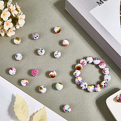 30 шт. круглые силиконовые бусины с цветочным узором&nbsp;SIL-SC0002-84G