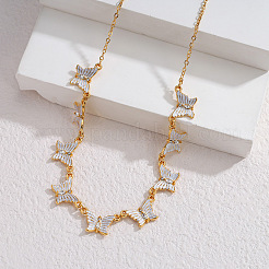 Collares multicolgantes de mariposa con cristales y rhinestone de acero inoxidable 304 para mujer&nbsp;WG50282-01