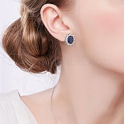 Кубический цирконий овальный кулон колье и звенья браслет и кольцо-манжета и серьги-гвоздики SJEW-SZC0001-01C