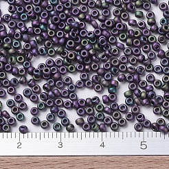 MIYUKIラウンドロカイユビーズ  日本製シードビーズ  11/0  （rr2019)マットメタリックナスアイリス  2x1.3mm  穴：0.8mm  約5500個/50g&nbsp;SEED-X0054-RR2019