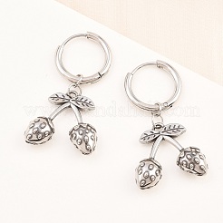 Серьги-кольца в форме клубники из хирургической нержавеющей стали 316&nbsp;EJEW-C160-11B