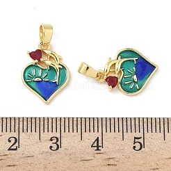 Латунь микропаве фианиты с подвесками из эмали&nbsp;KK-Z134-03G-01