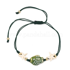 Bracelets ajustables en porcelaine et turquoise synthétique faits main pour femmes&nbsp;BJEW-JB13972