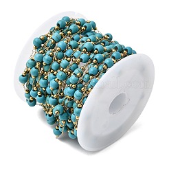 Бусины из синтетической бирюзы ручной работы и круглые звенья из нержавеющей стали 316&nbsp;CHS-L033-08G