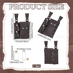Rechteckige mittelalterliche Gürteltasche aus PU-Leder mit 2 Glastrankflasche&nbsp;AJEW-WH0696-581B