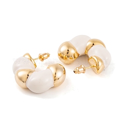 Aretes de esmalte de latón en forma de C para mujer&nbsp;EJEW-G391-19G-04