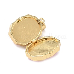 Овальные подвески-медальоны с бабочкой из латуни и эмали KK-P334-18G-01