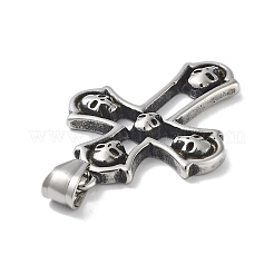 304ステンレスペンダント  アンティークシルバー  クロスとクロス  46x33x4mm  穴：8x5mm&nbsp;STAS-M336-01G-AS
