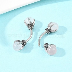 Кольца для живота в форме драконьего когтя из нержавеющей стали 316 с шариками из натурального камня&nbsp;AJEW-C044-06AS-03