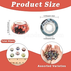 50 шт. европейские бусины из смолы с большим отверстием и цветочным узором&nbsp;OPDL-YW0001-11