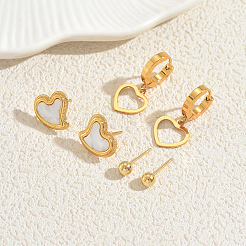 3 пара комплектов серег из нержавеющей стали в форме сердца и круглой серьги UL3756