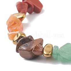 Bracelet de perles tressées avec des éclats de pierres précieuses mélangées naturelles et synthétiques&nbsp;BJEW-JB08079