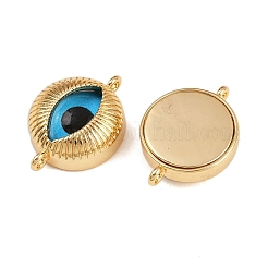 Подвески-соединители в форме голубого глаза из латуни и стекла&nbsp;KK-L244-01G