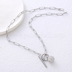 Ожерелья из нержавеющей стали с круглым кулоном в виде шара со стразами и кристаллами для женщин TP1840