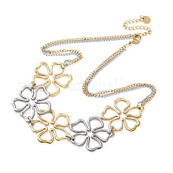 Двухцветные ожерелья-нагрудники с цветами из нержавеющей стали 304 для женщин NJEW-F361-01GP