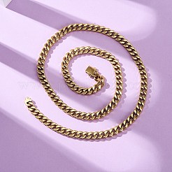 Ожерелья из кубинской цепочки из нержавеющей стали 304 толщиной 7 мм для унисекс NJEW-K295-01A-G