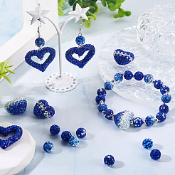 58 шт. бусины из полимерной глины ручной работы со стразами&nbsp;CLAY-BT0001-08