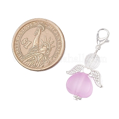 ハートエンジェルアクリルペンダント装飾  亜鉛合金カニカン付き  銀  38.5mm&nbsp;HJEW-JM03566-03
