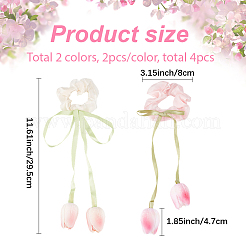 4 Stück 2 Farben Tulpen-Polyester-elastisches Haar-Accessoire&nbsp;OHAR-CY0001-15
