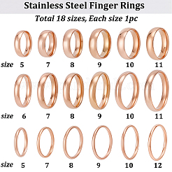 18 Stück 18 Stile Edelstahl-Fingerringe&nbsp;RJEW-SC0001-36RG