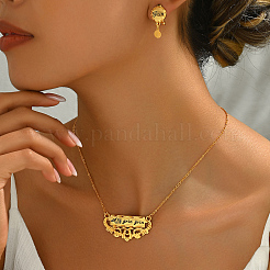 Комплекты из серег-гвоздиков и ожерелий с подвесками из сплава и прямоугольника с надписью для женщин&nbsp;RS2202