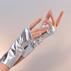 2 Paar lange fingerlose Handschuhe aus Polyester und PU-Leder in 2 Farben&nbsp;AJEW-CL0002-97