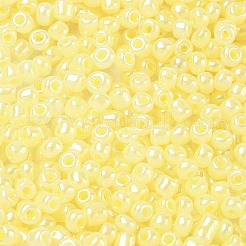 8/0セイロンラウンドガラスシードビーズ  シャンパンイエロー  サイズ：直径約3mm  穴：1mm  約1101個/50g&nbsp;X-SEED-A011-3mm-153
