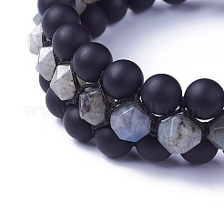 Braccialetti di perline intrecciati in labradorite naturale regolabili&nbsp;BJEW-I273-G07